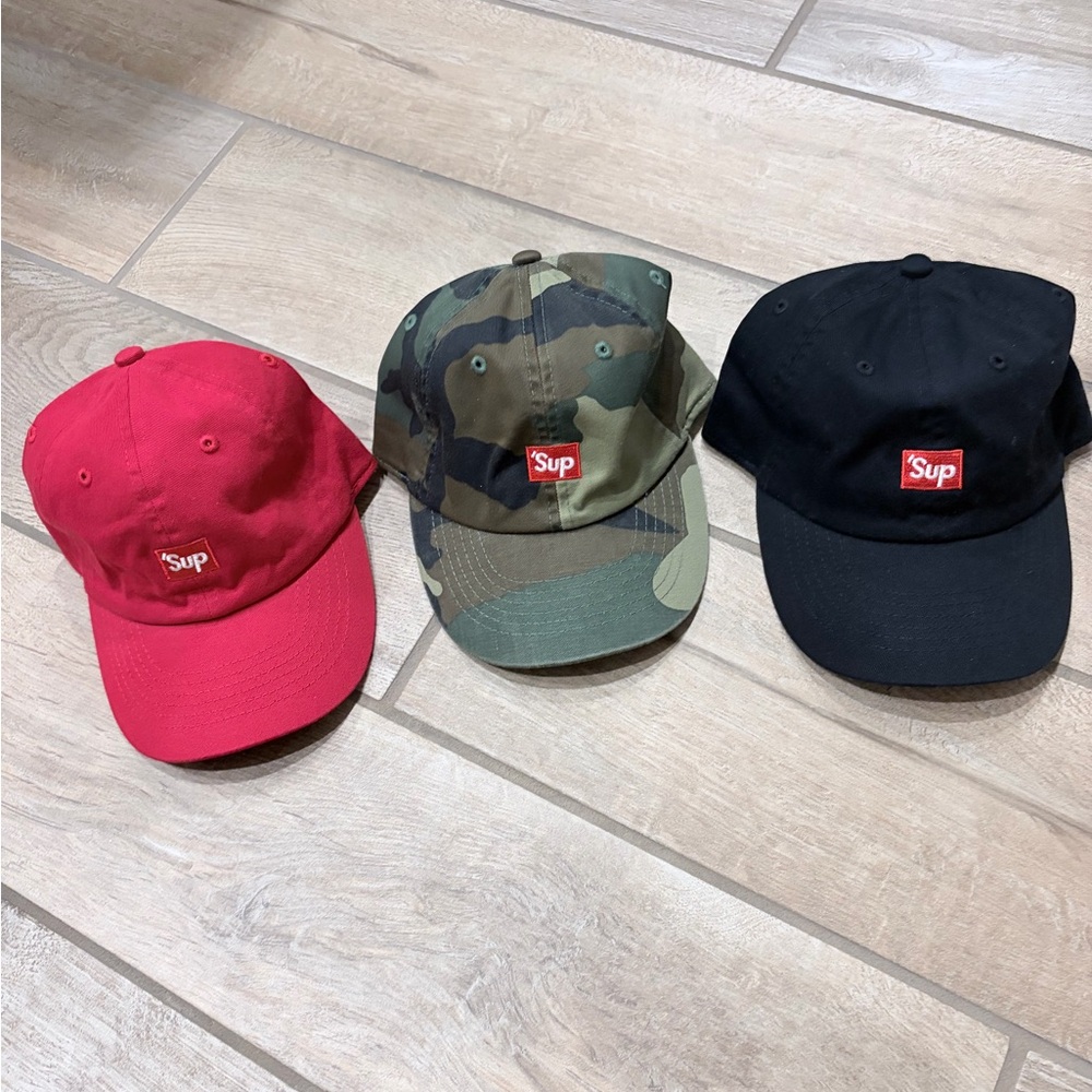 supreme Sup Dad Hats Toddlers 3 hats total Camo Red Black